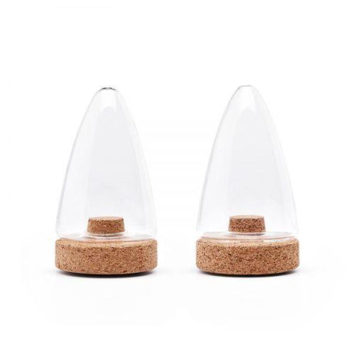 Salt and Pepper Shaker, constructed from glass and cork - set of 2