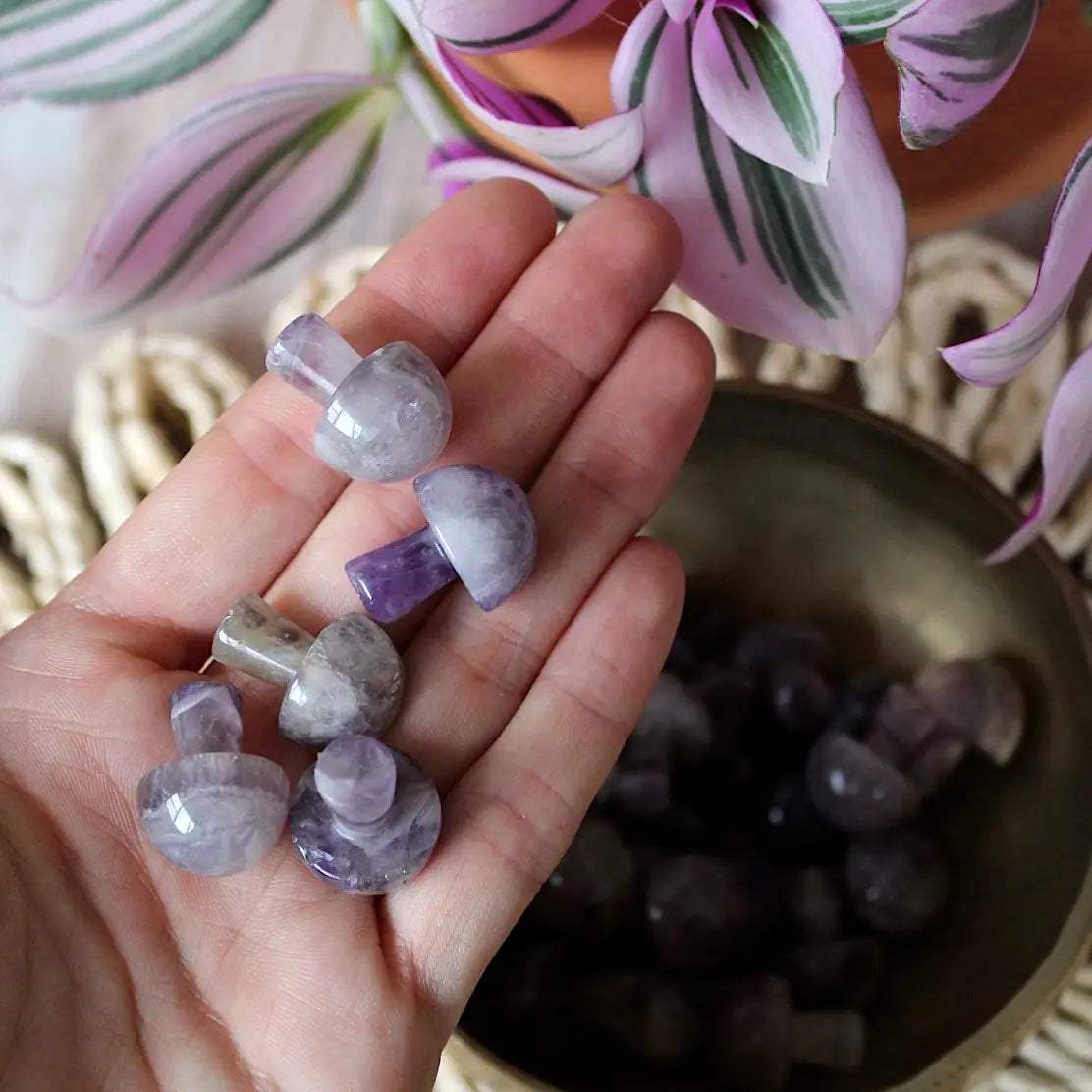 Mini Spiritual Awareness, Insight, Positivity Amethyst Mushrooms