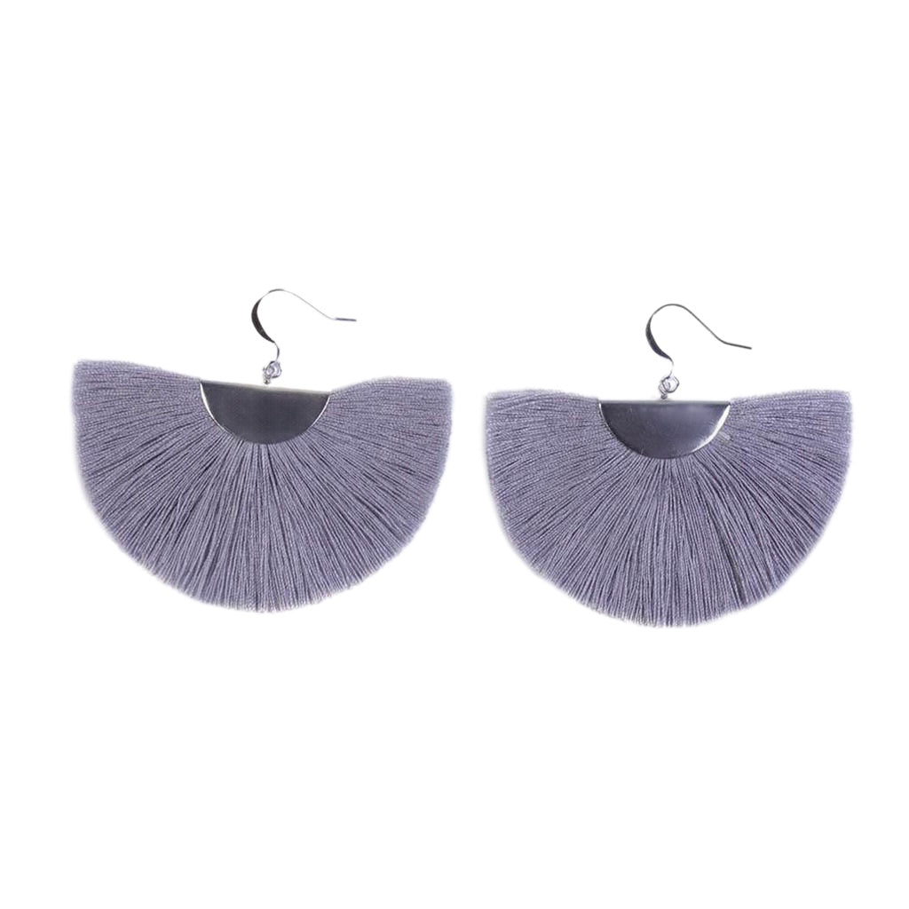 Silver Half Moon Fan Earrings - Handmade and Sustainable