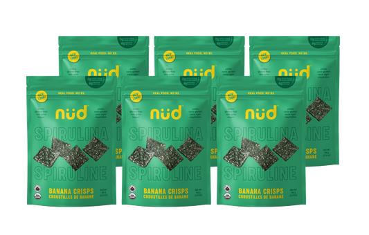 Organic Spirulina Banana Crisps, Case of 6 x 66g-Pack