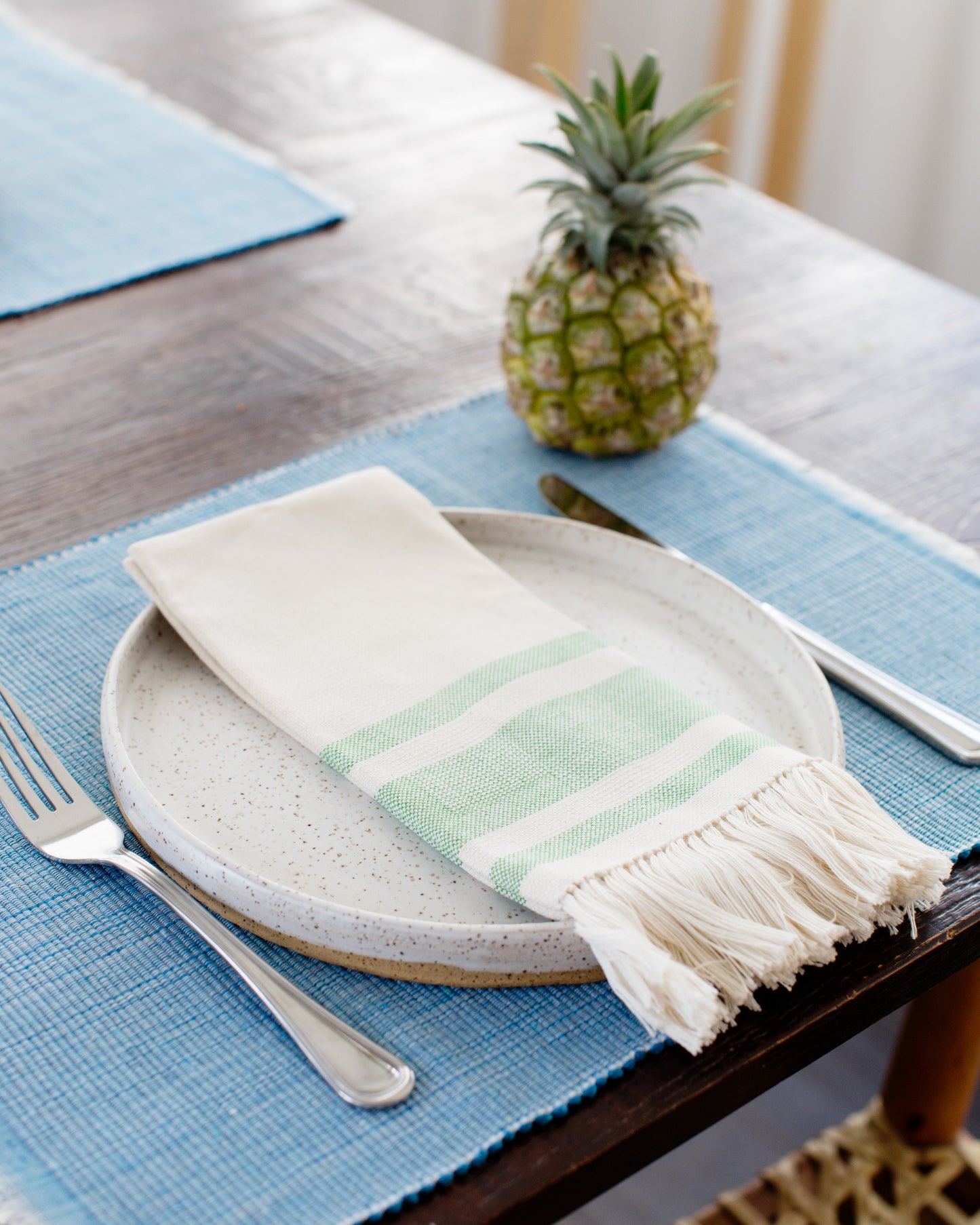 Handmade Cotton GREEN Dining Napkins - Sustainable