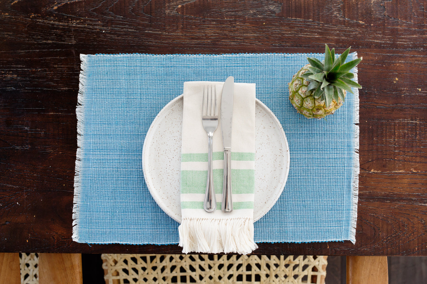 Handmade Cotton GREEN Dining Napkins - Sustainable