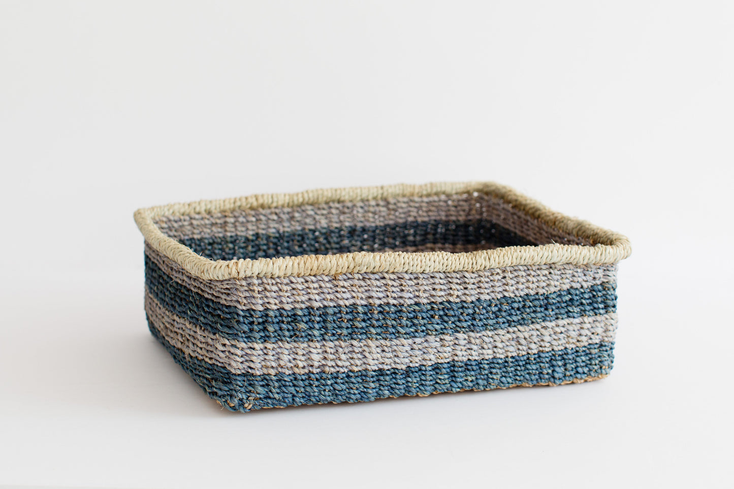 Woven Catchall Storage Tray | Blue - Sustainable Handmade from Seagrass