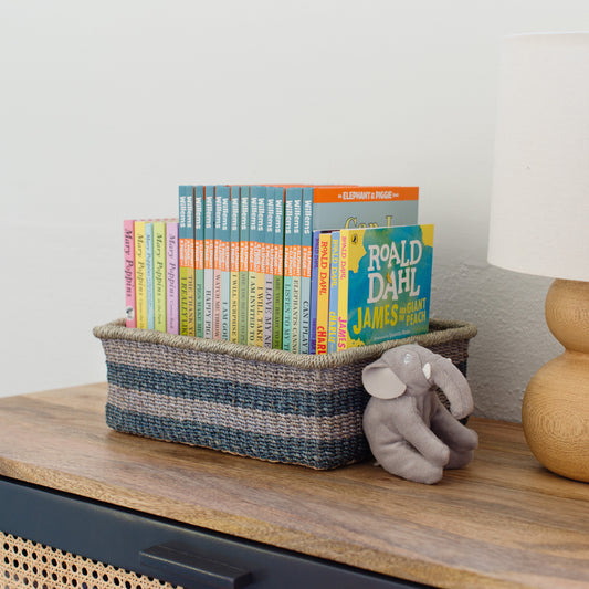 Woven Catchall Storage Tray | Blue - Sustainable Handmade from Seagrass