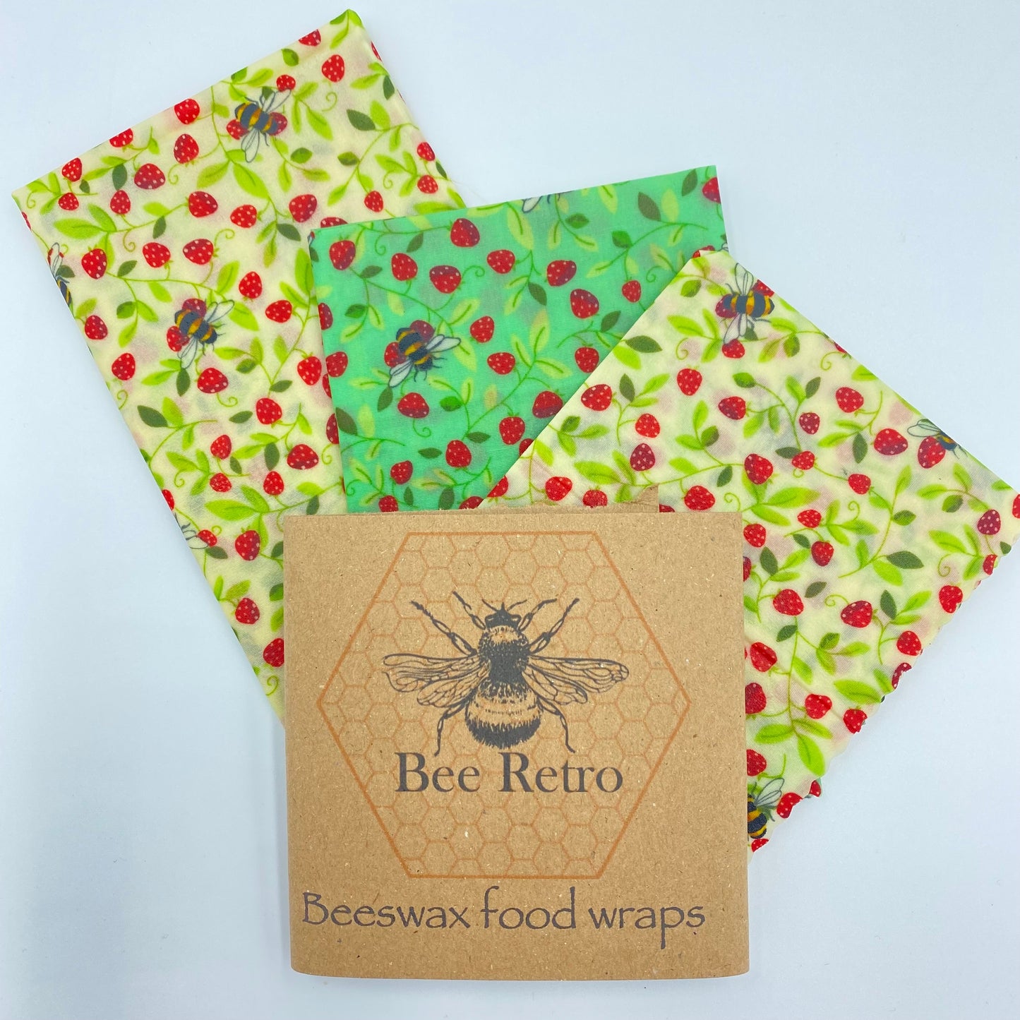 Strawberry Bee, Eco Friendly Beeswax Wraps