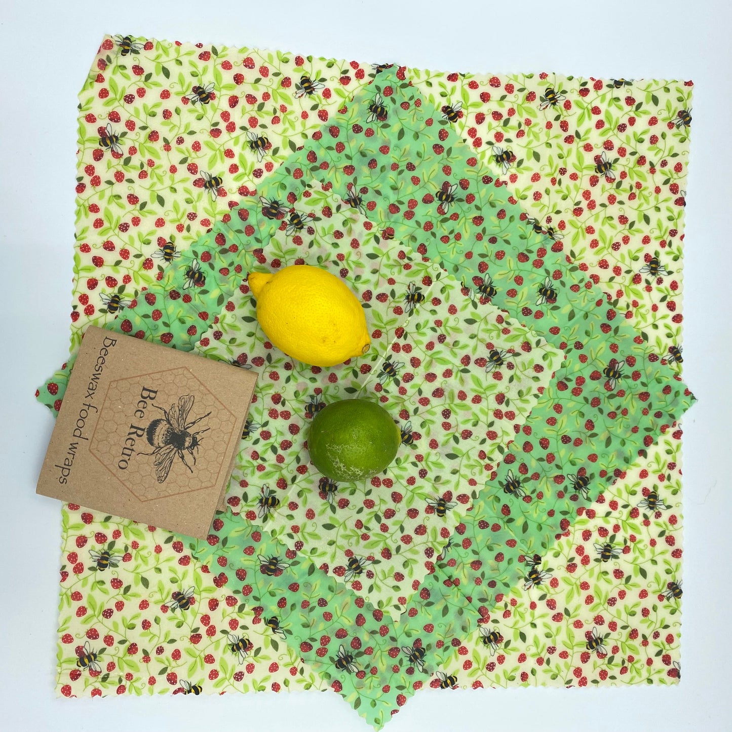 Strawberry Bee, Eco Friendly Beeswax Wraps