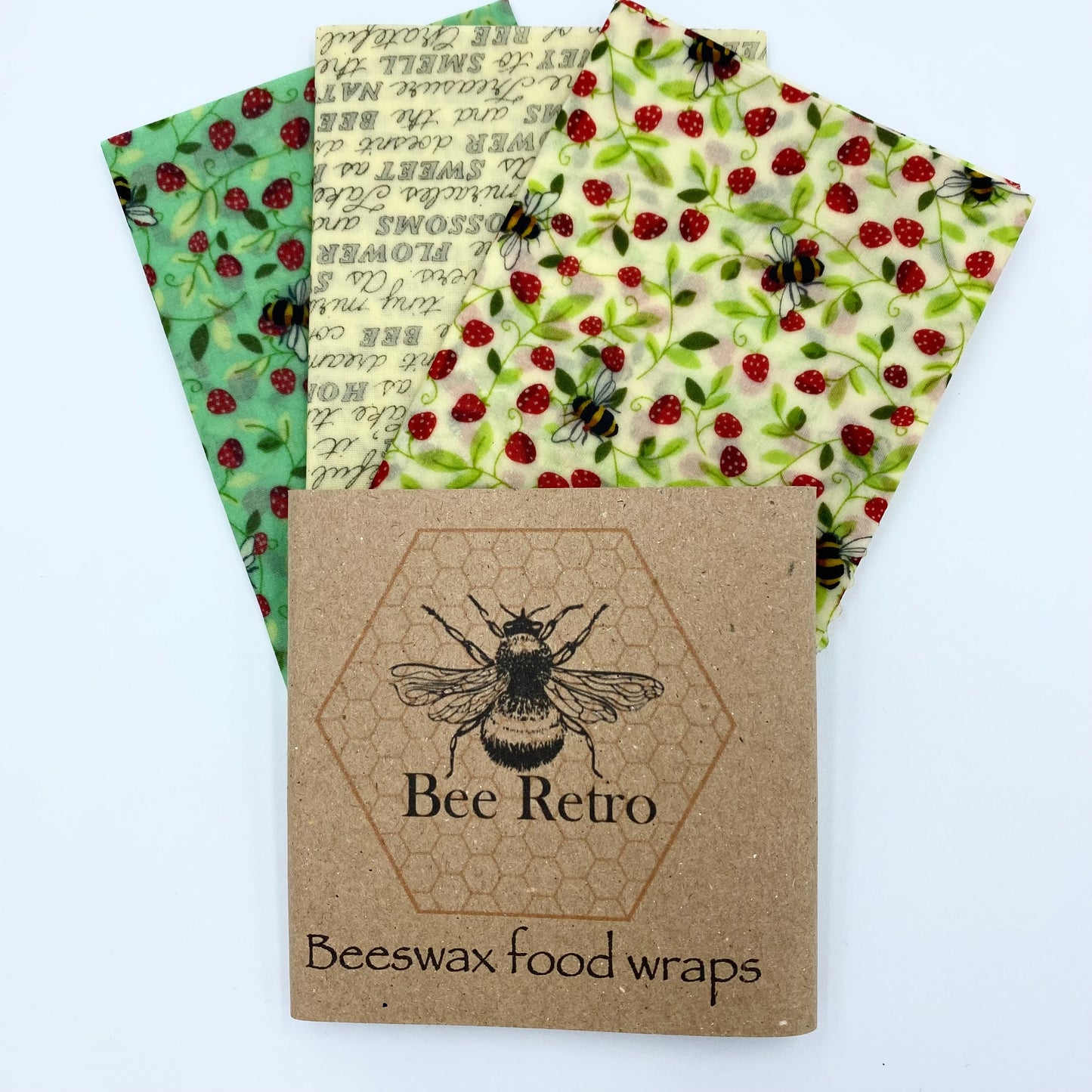 Strawberry Bee, Eco Friendly Beeswax Wraps