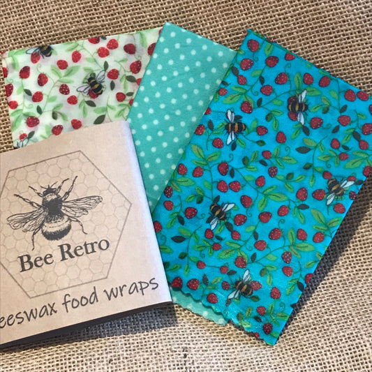 Strawberry Bee, Eco Friendly Beeswax Wraps