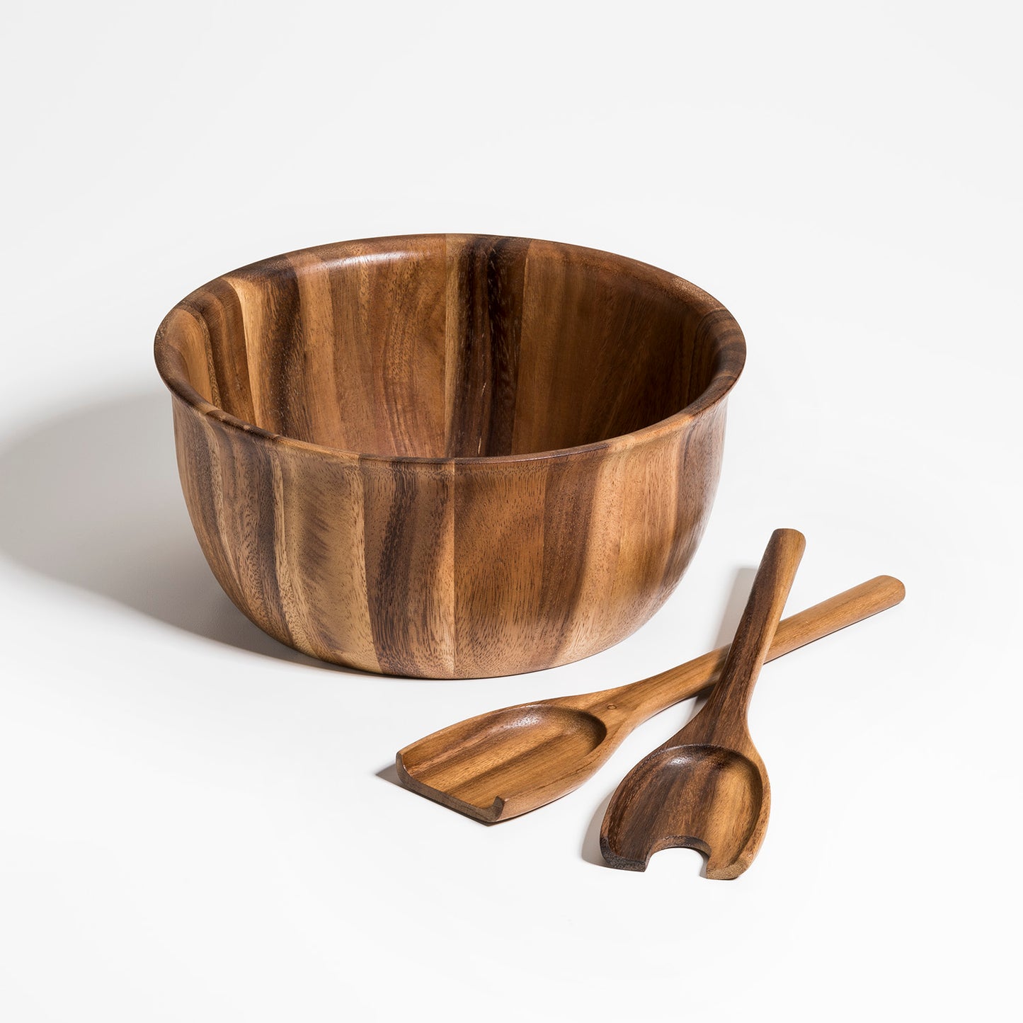 Soro Large Salad Bowl with Servers from Acacia Wood