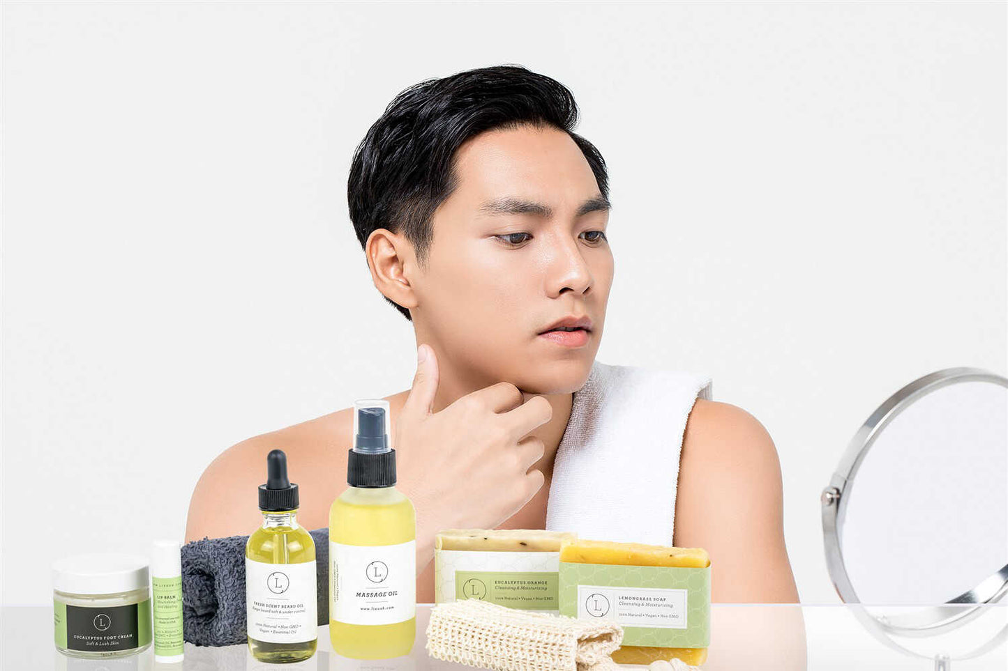 Men Grooming Kit and Body Oil, Eucalyptus bath and body