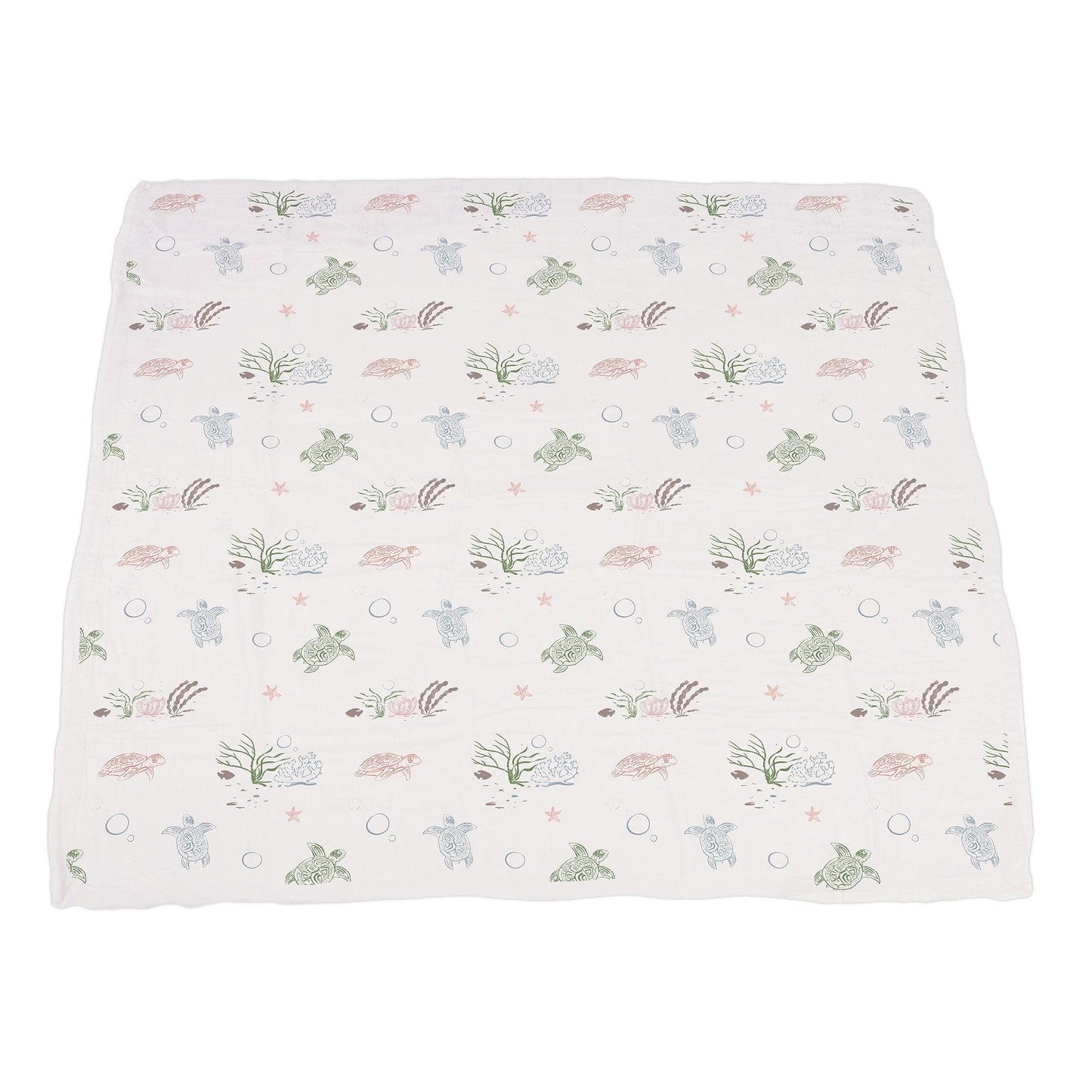 Turtles and Water Lily Bamboo Muslin Newcastle Blanket