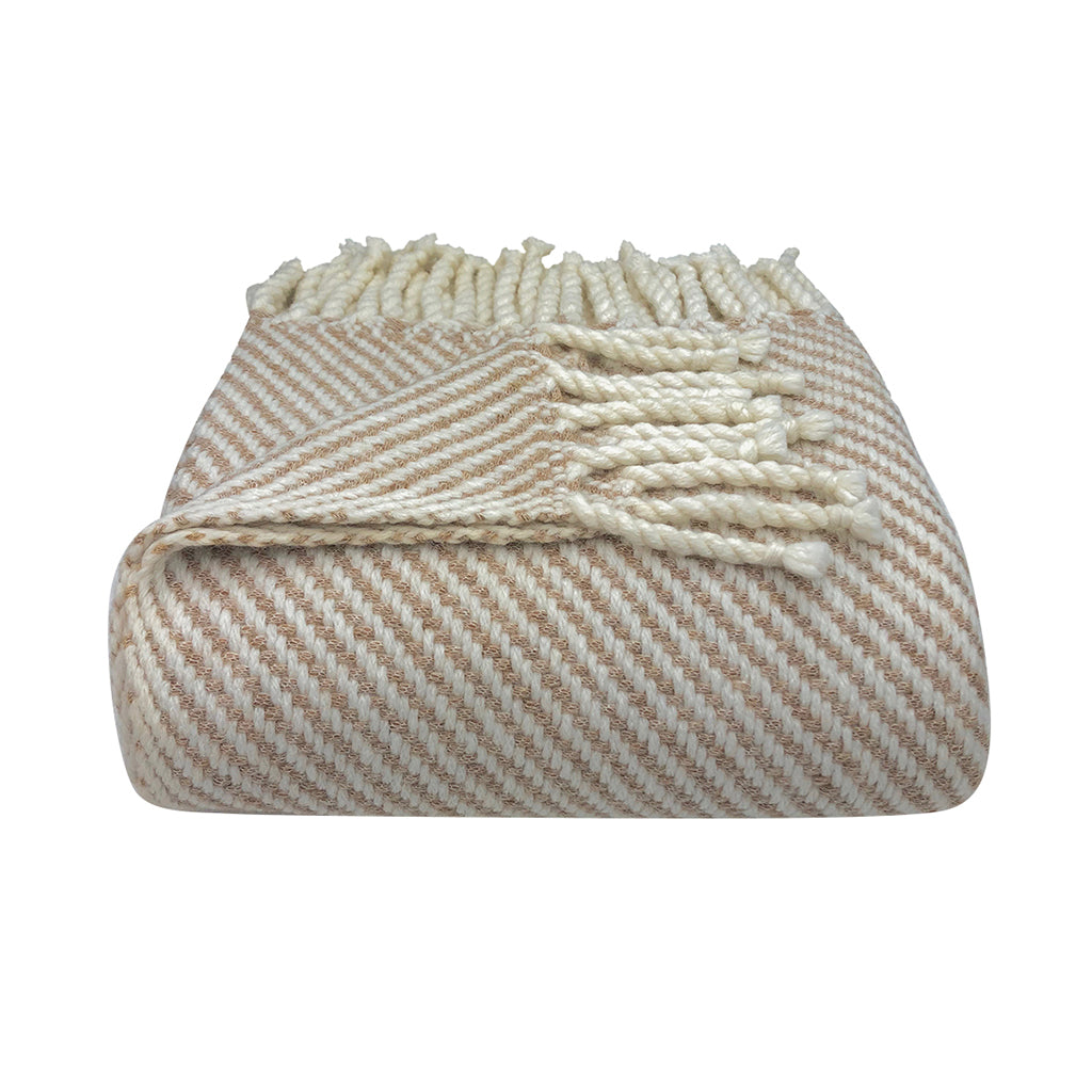 Chunky Camel Stripe Alpaca Throw - Handmade Sustainably in Peru