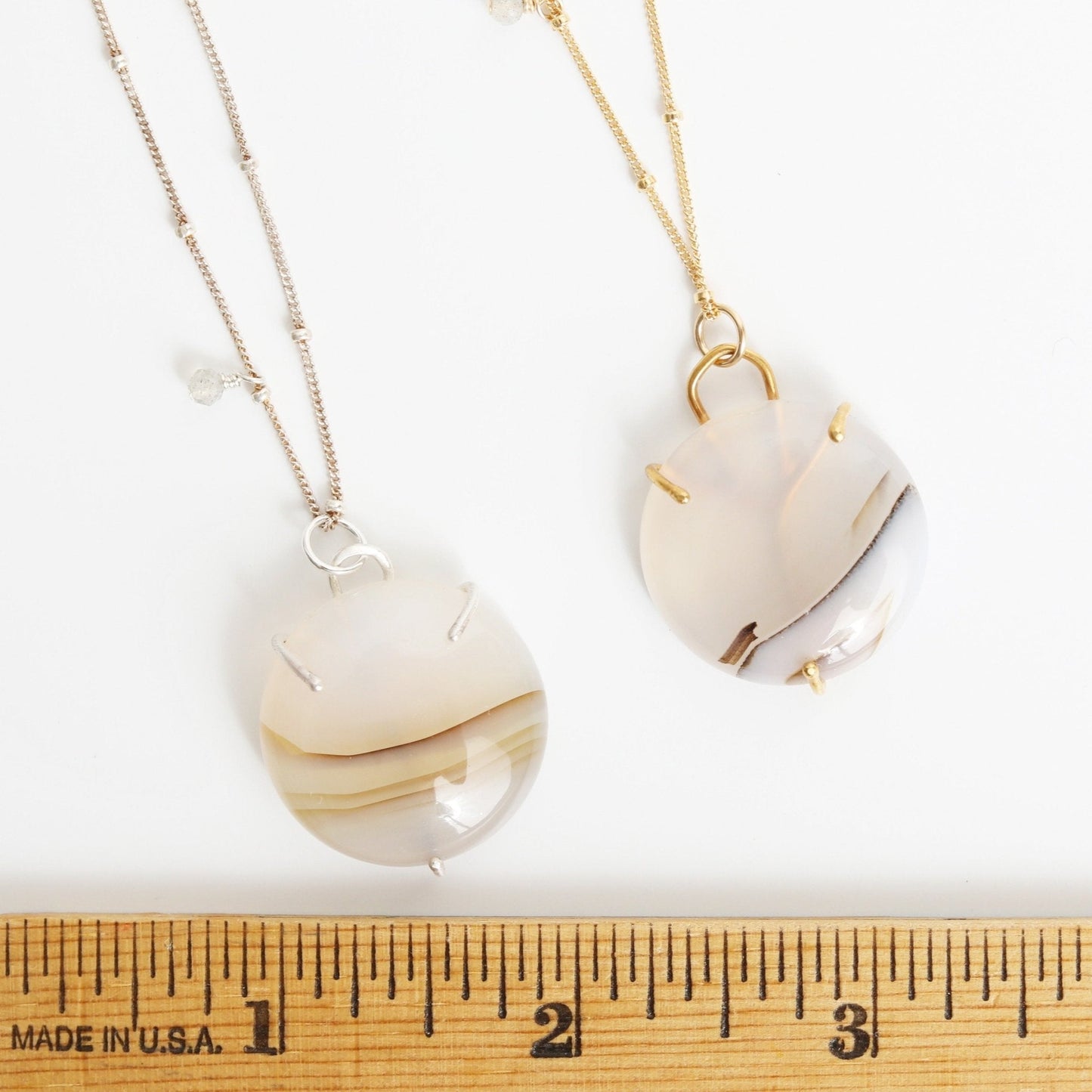 Sunshowers Dendritic Agate Prong Necklace