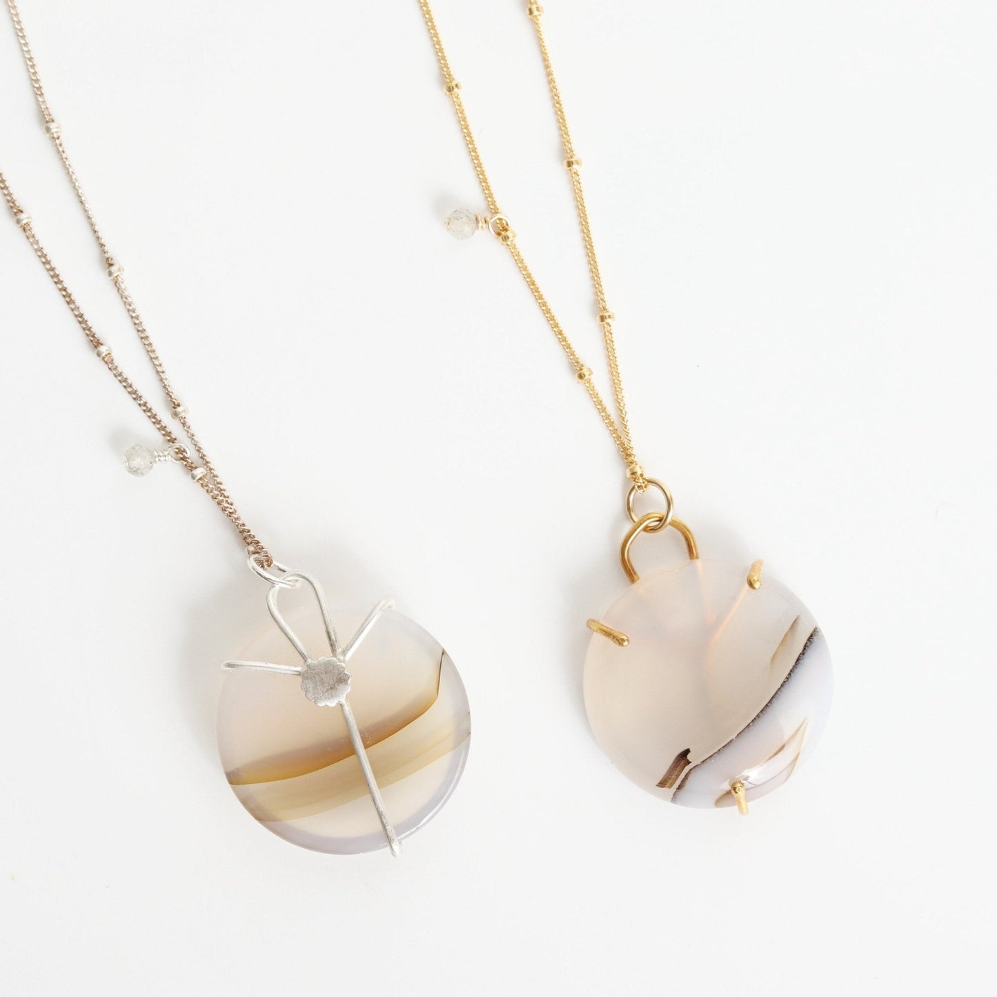 Sunshowers Dendritic Agate Prong Necklace