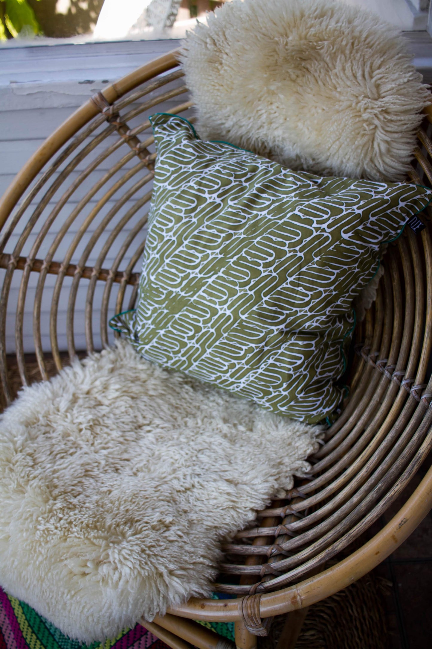 Decorative Cotton Batik Prints Pillow | Olive Green - Sustainable